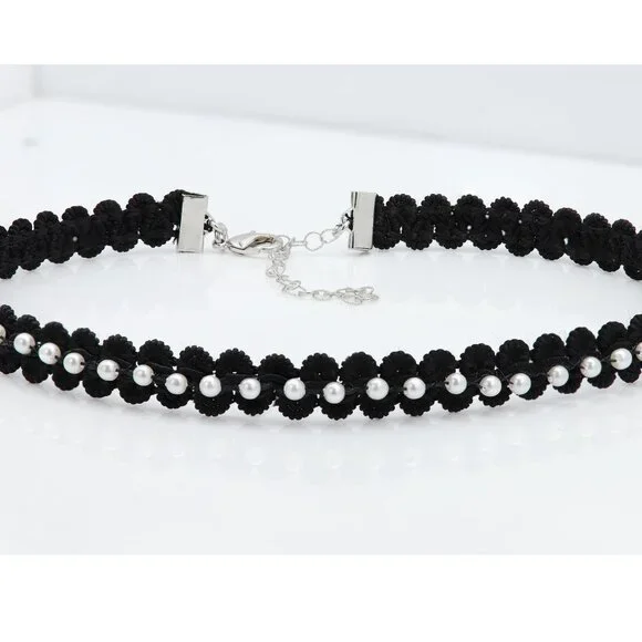 Fancy Black Choker Pearl Chokers adjustable - Picture 9 of 9